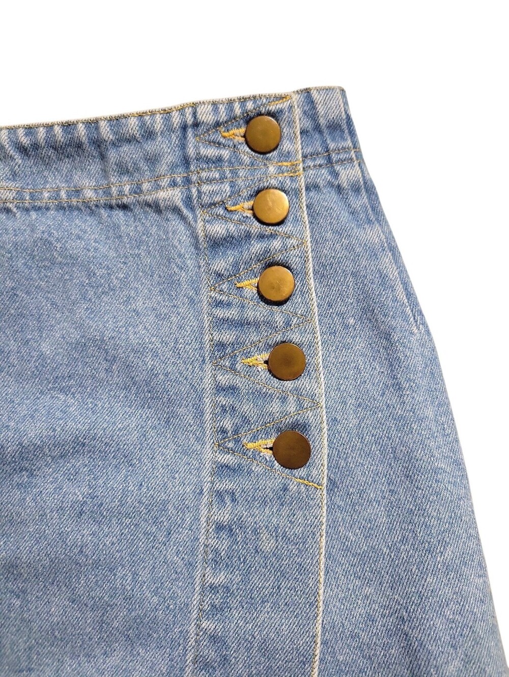Cristina Vintage Wrap Front Denim Mini Skirt Side Button Closure Size 7/8 - Picture 5 of 10